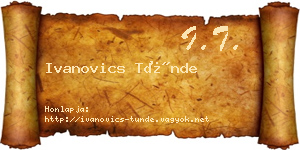 Ivanovics Tünde névjegykártya